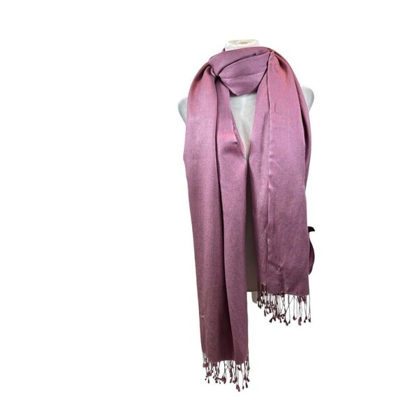 Ladies Mix Nouveau Pink Fringe End Pashmina‎ - Picture 3 of 12